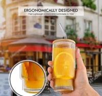 Glass Coffee Mug with Lids and Glass Straw