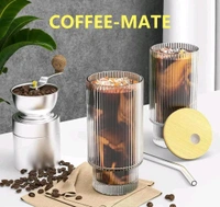 Glass Coffee Mug with Lids and Glass Straw