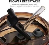 Leather Sleeve Glass Coffee Mug with Straw (470ML, , 1Pcs)