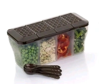 4 in 1 Multipurpose 4 Section Kitchen, Fridge Storage Airtight Container Set