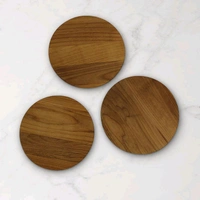 Wooden Round Drink Coasters with Decorative Holder