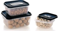 3 Pcs Square Shape Food Grocery Storage Container Black