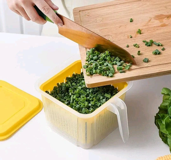 Fridge Containers For kitchen Storage With Removable Plastic Drain Basket (Pack Of 4)