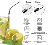 Reusable BPA-Free Stainless Steel Metal, Thick, Long, Dishwasher Safe Stainless Steel Drinking Straws