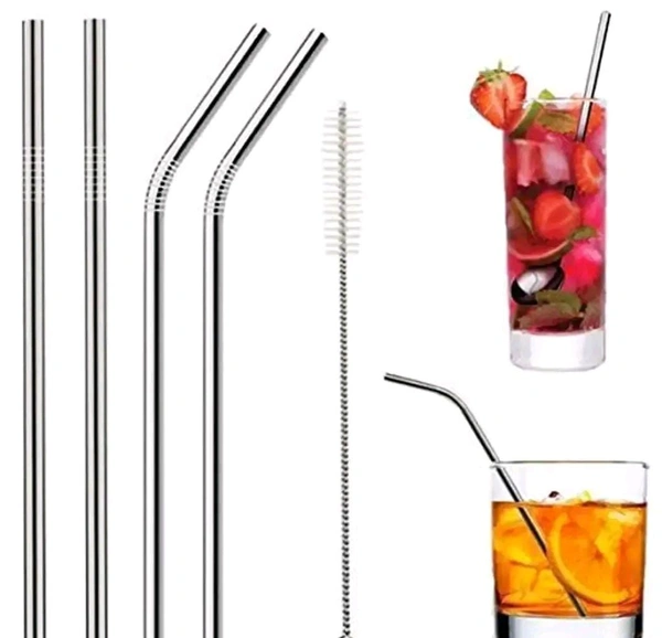 Reusable BPA-Free Stainless Steel Metal, Thick, Long, Dishwasher Safe Stainless Steel Drinking Straws