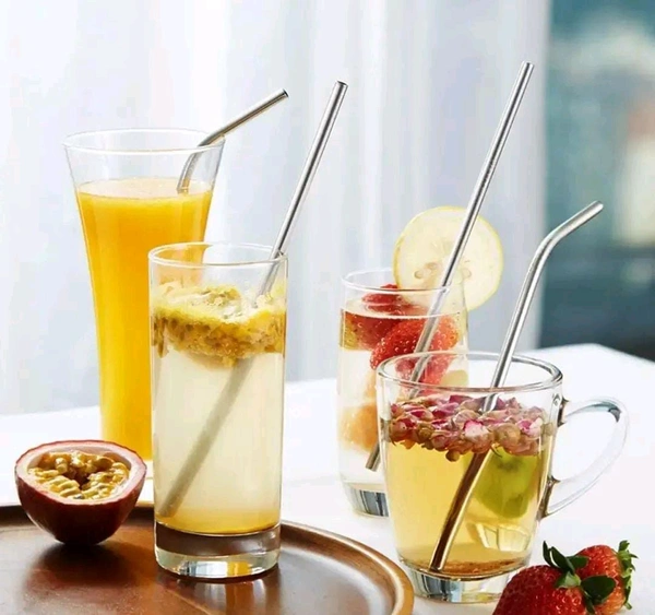 Reusable BPA-Free Stainless Steel Metal, Thick, Long, Dishwasher Safe Stainless Steel Drinking Straws