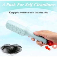 Self-Cleaning Anti-Static Massage One-Pull Clean Massage Comb Easy Clean Hair Brush (Pack Of 1