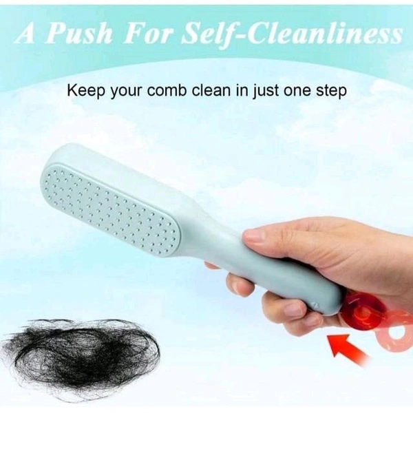 Self-Cleaning Anti-Static Massage One-Pull Clean Massage Comb Easy Clean Hair Brush (Pack Of 1