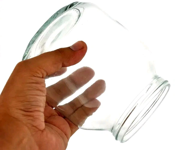 Puchku Peanut Glass Jars for Kitchen Storage With Metal Lid, 600 ml (Clear, 3 Pieces)