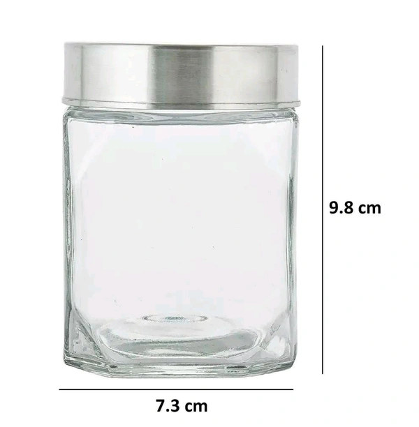 Puchku  Kitchen Storage Glass Containers With Steel Lid, 350 ml Clear (3)