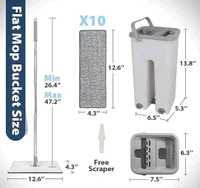 Floor Flat Mop with Bucket + 2 Reusable Pads for Floor Clean.