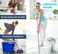 Floor Flat Mop with Bucket + 2 Reusable Pads for Floor Clean.