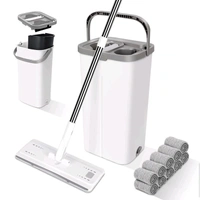 Floor Flat Mop with Bucket + 2 Reusable Pads for Floor Clean.