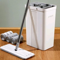 Floor Flat Mop with Bucket + 2 Reusable Pads for Floor Clean.