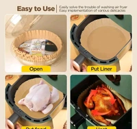 100PCS Non-stick Oil Resistant Air Fryer Parchment Paper Liners, 8 Inch Air Fryer Liners Disposable, Round Airfryer Liners for 5-8QT