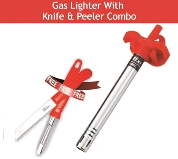 Gas Lighter with Knife Peeler (Any Color)