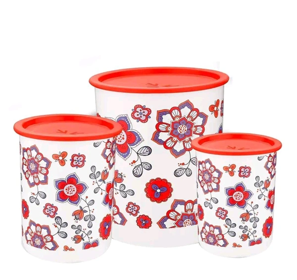 Stackable Plastic Containers, BPA Free, For Rice, Dal, Atta Flour, Set of 3 (2200ml, 1350ml 850ml) - colour may vary