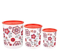 Stackable Plastic Containers, BPA Free, For Rice, Dal, Atta Flour, Set of 3 (2200ml, 1350ml 850ml) - colour may vary