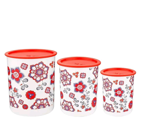 Stackable Plastic Containers, BPA Free, For Rice, Dal, Atta Flour, Set of 3 (2200ml, 1350ml 850ml) - colour may vary