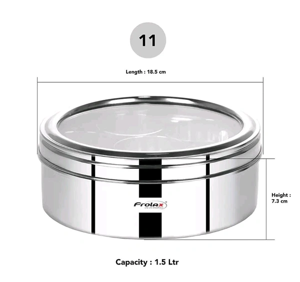 Stainless Steel Masala Box with Clear Lid