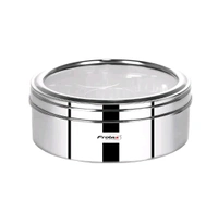 Stainless Steel Masala Box with Clear Lid