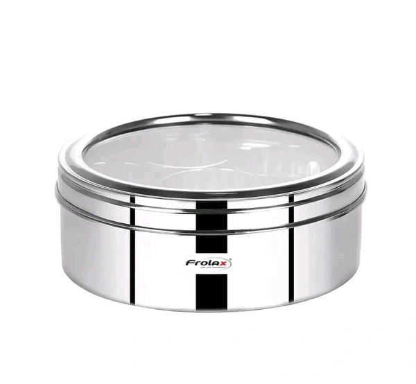 Stainless Steel Masala Box with Clear Lid
