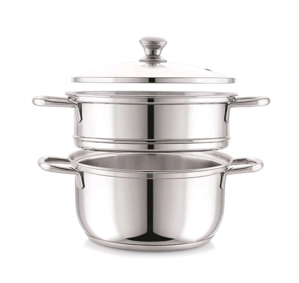 2 Tier Stainless Steel Steamer With Glass Lead 