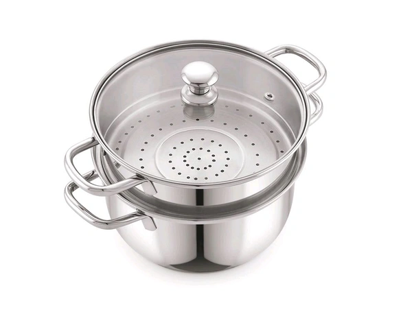 2 Tier Stainless Steel Steamer With Glass Lead 