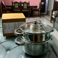 2 Tier Stainless Steel Steamer With Glass Lead 