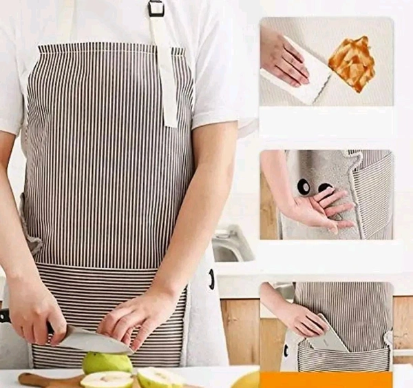 Waterproof and Oil-Proof Cooking Gown , Kitchen Fashion Home, Kitchen Apron Adult Female (Color : Brown/Khakhi)