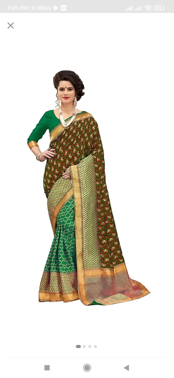 Paisley Banarasi Cotton- Polly Silk Saree  - Blue,Pink,Beige