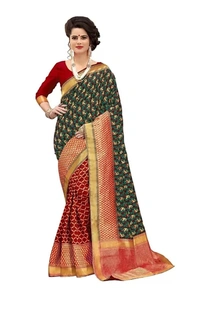 Paisley Banarasi Cotton- Polly Silk Saree  - Blue,Pink,Beige