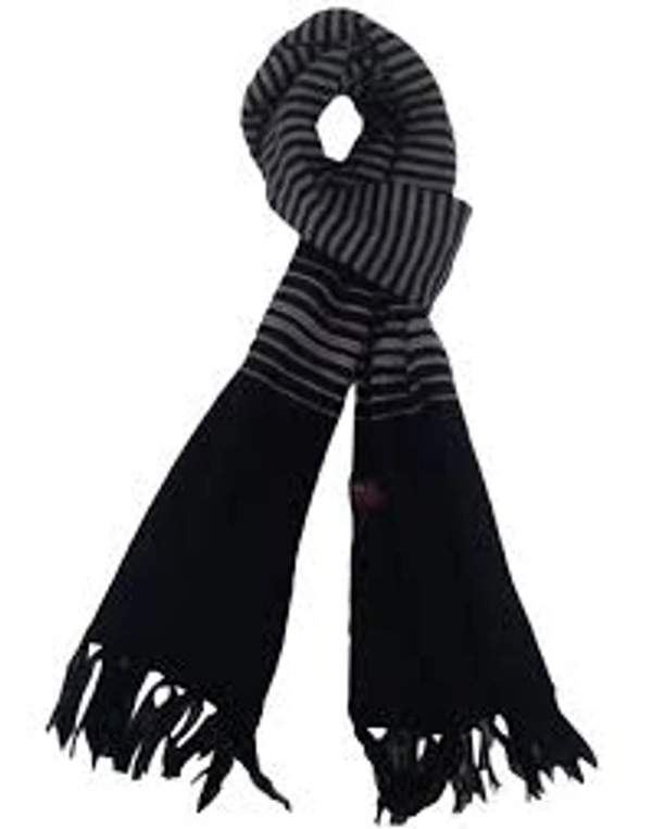 Acrylic Wool Warm Designer Muffler  - Black