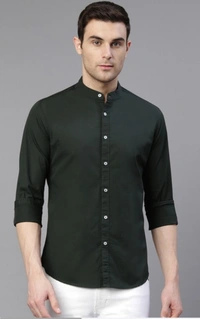 Full Sleeves Slim Fit Man Shirt - L, Green 