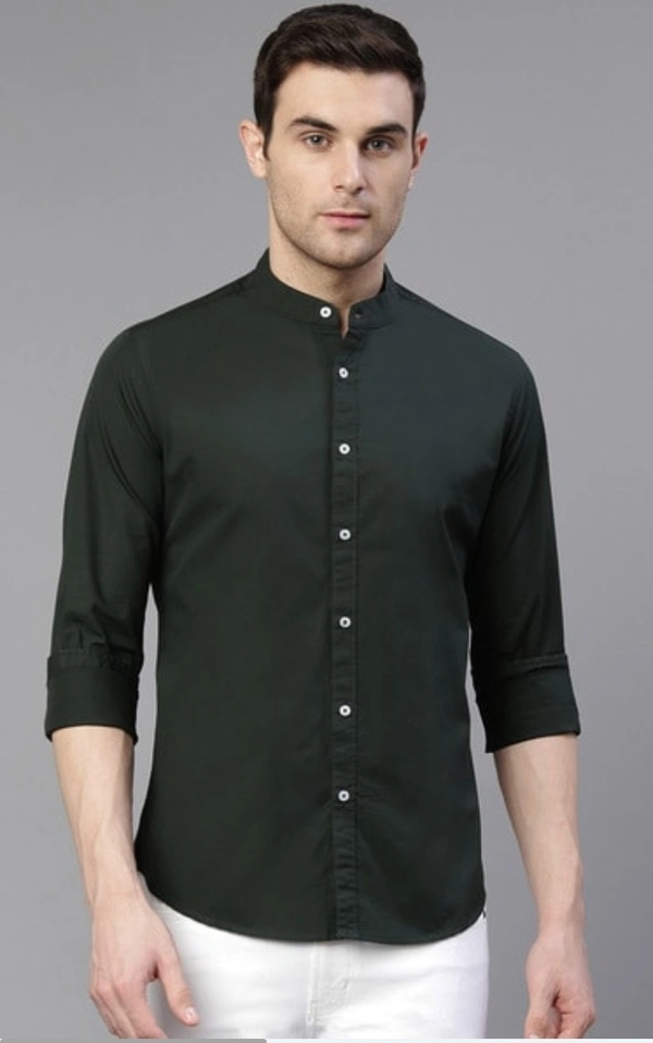 Full Sleeves Slim Fit Man Shirt - L, Green 