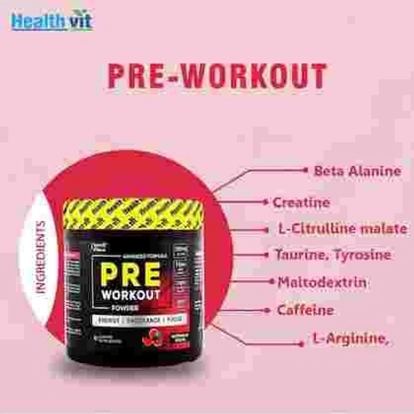 HealthVit Pre-Workout Explosive Energy Powder Watermelon Muscle Growth - (300 g)