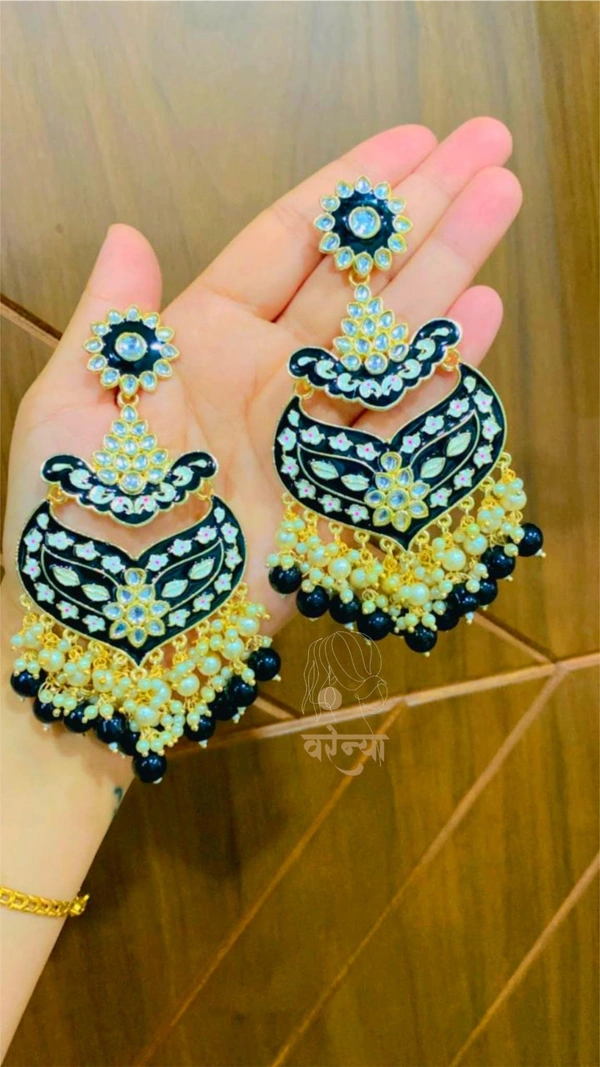 Meenakari Chandbali Earrings - Free, Black