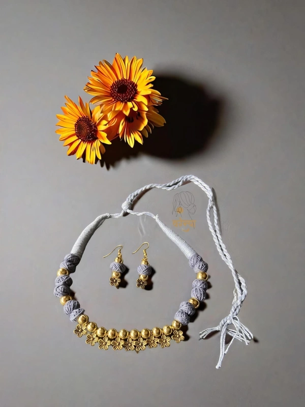 Festive Charm: Navratri Choker Set - Free, Light Grey