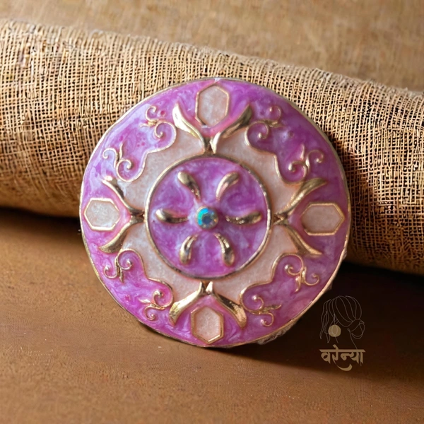 Varenya Meenakari Adjustable Ring - Free, Lavender Magenta