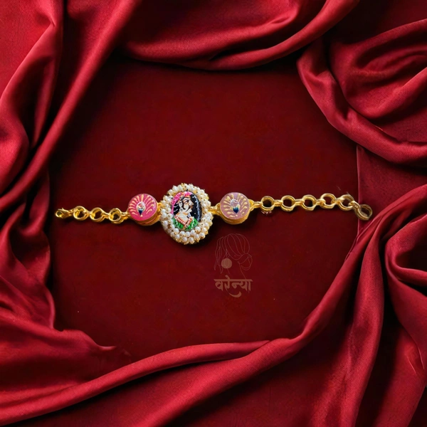 Tanjore Raja Rani Statement Bracelet - Free, Gold