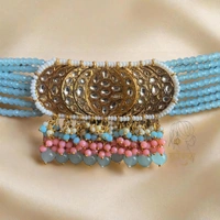 Varenya Kundan Choker Set  - Aqua Blue