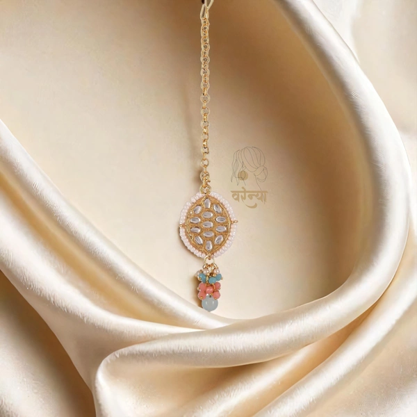 Varenya Kundan Choker Set  - Aqua Blue