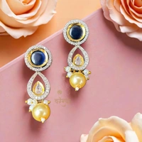 Varenya Blue Kundan & Semi-precious stones Necklace Set - Free, Navy Blue