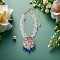 Elegance Redefined: Blue Meenakari Necklace Set - Free, Blue