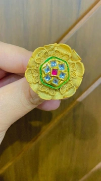Gold Plated Kundan Ring - Free, Golden