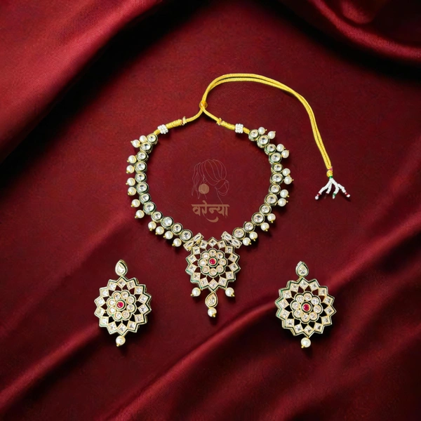 Varenya Kundan Neckpiece with Earrings - Free, Gold