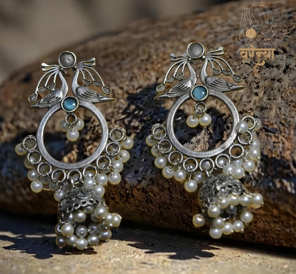 Varenya Silver replica earring - Free, Sky Blue