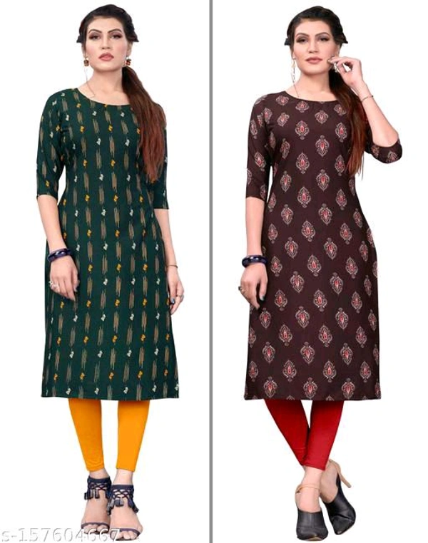 Dsk Studio Women's And Girls Crepe Aline Straight Cut Kurta