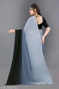 Fashion Georgette Daily Wear Ombre Saree - Gray, Free