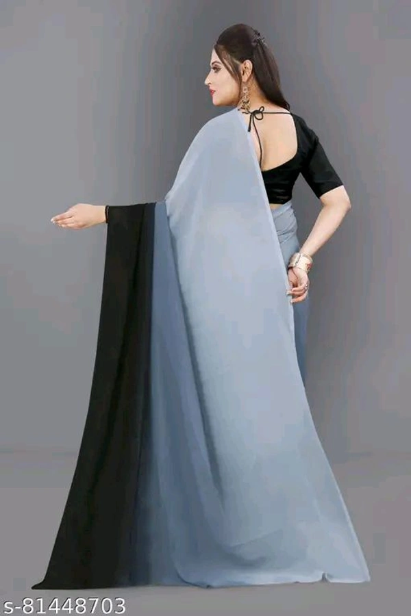 Fashion Georgette Daily Wear Ombre Saree - Gray, Free
